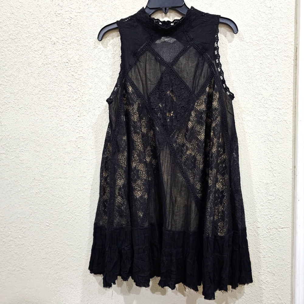 Free People Black Lace Mini Dress